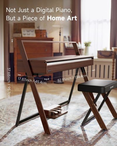 פסנתר חשמלי רהיט OURA™ R300 בצבע Walnut wood מבית DONNER