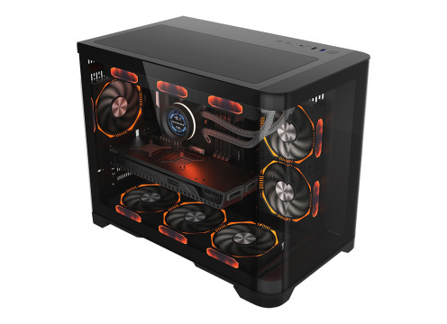 מארז מחשב 1StPlayer UV6 I 3xARGB Fans with HUB+Remote | Black Case