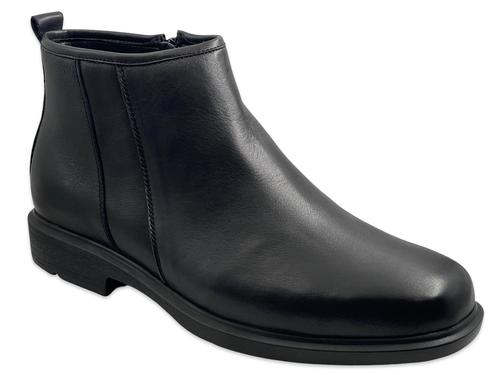 מגפוני גברים מעור בצבע שחור BRILL COMFORT - רוכסן צידי