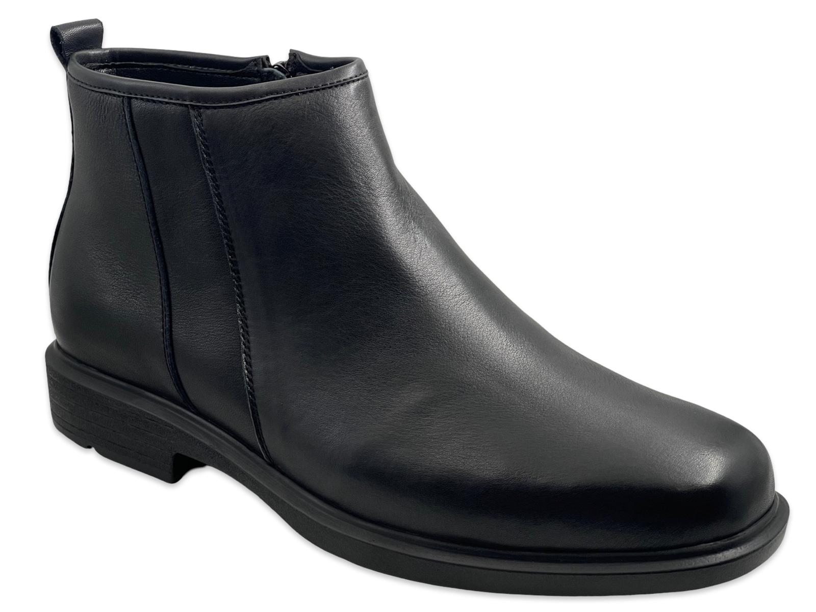 מגפוני גברים מעור בצבע שחור BRILL COMFORT - רוכסן צידי