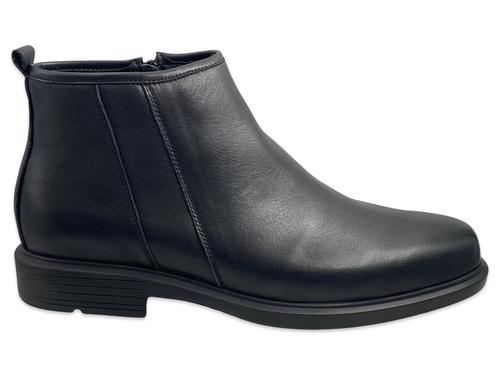 מגפוני גברים מעור בצבע שחור BRILL COMFORT - רוכסן צידי