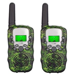 זוג מכשירי קשר ווקי טוקי לילדים עד טווח של 6 ק"מ עם מסך LED ופונקציית VOX - ירוק הסוואה