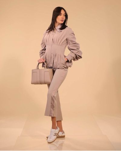 Technical fabric jacket with embroidery