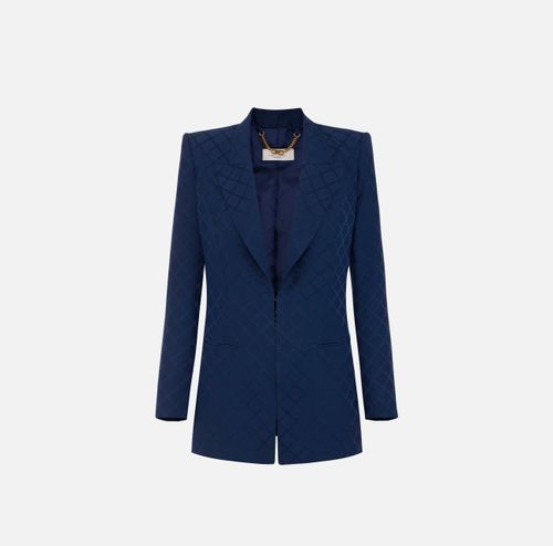 Satin jacket with jacquard diamond