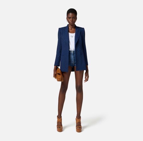 Satin jacket with jacquard diamond
