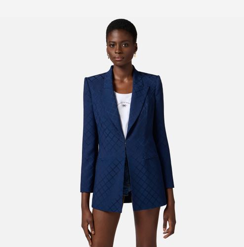 Satin jacket with jacquard diamond