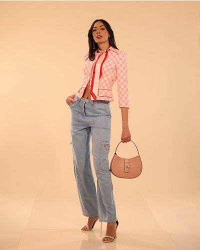 Jacket in printed stretch crêpe fabric with removable foulard scarf