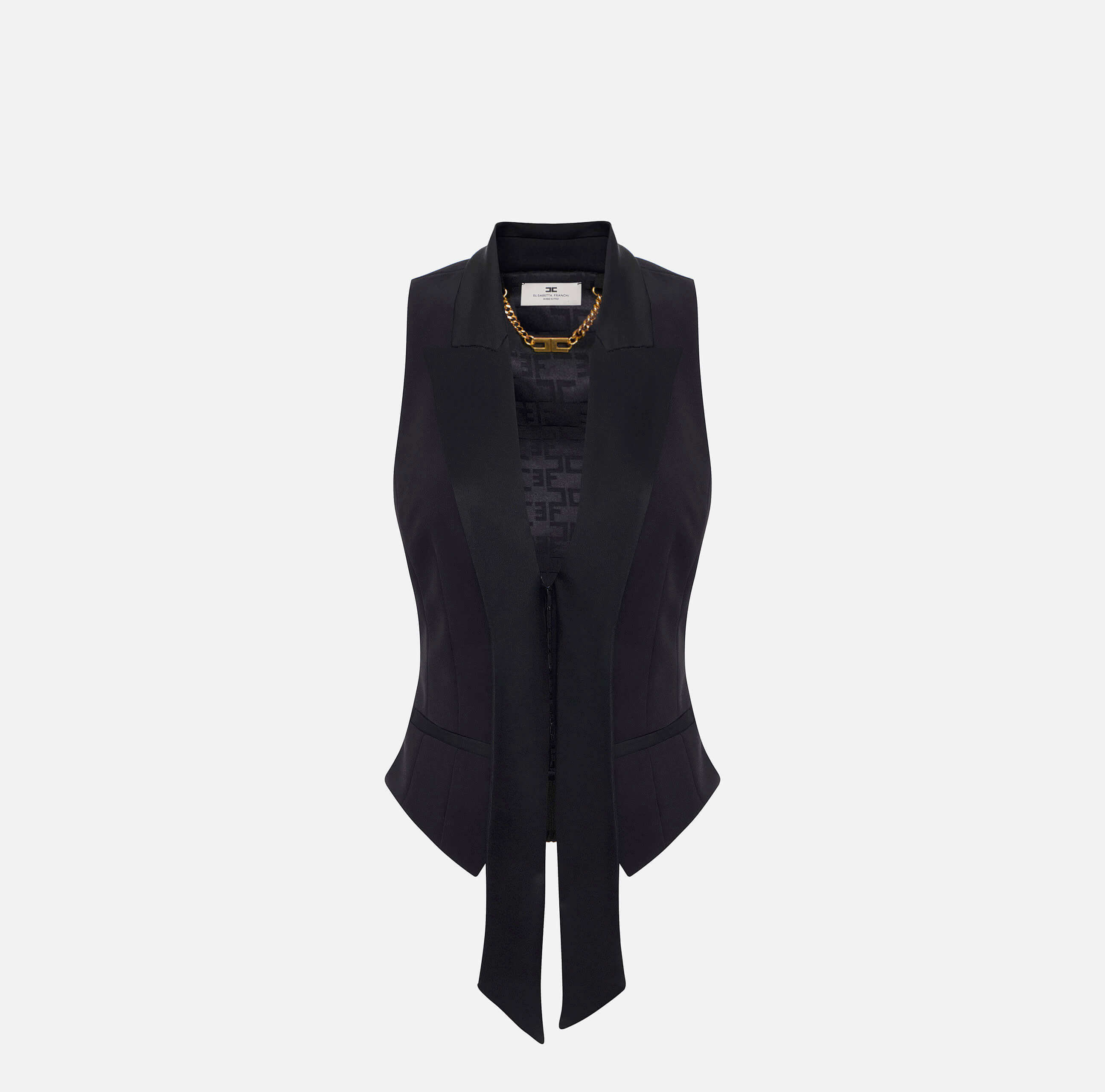 Crêpe tuxedo waistcoat with satin lapels