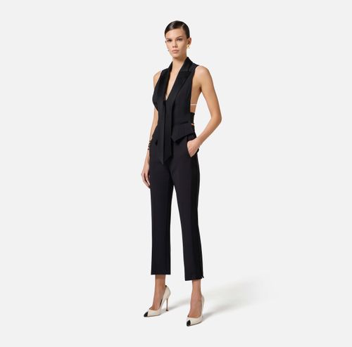 Crêpe tuxedo waistcoat with satin lapels