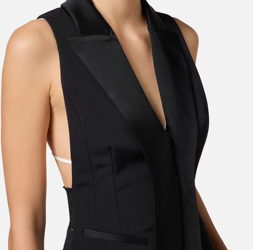 Crêpe tuxedo waistcoat with satin lapels