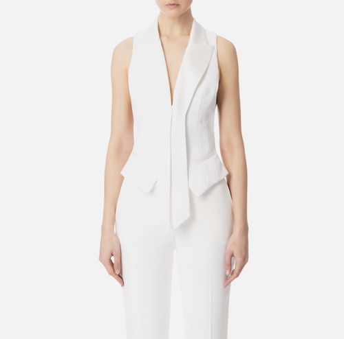 Crêpe tuxedo waistcoat with satin lapels
