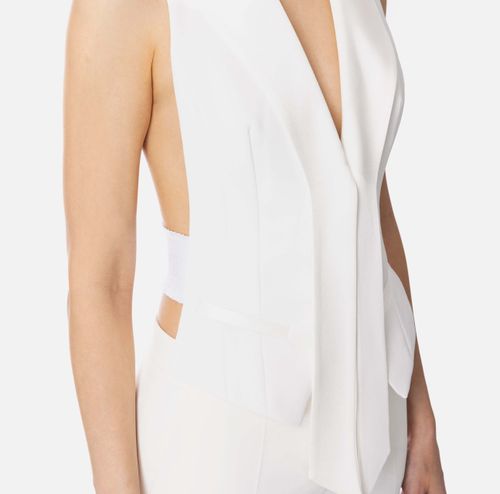 Crêpe tuxedo waistcoat with satin lapels