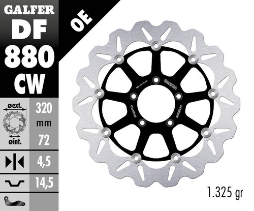 דיסק בלם צף GALFER DF880CW לאופנוע ביצועים גבוהים