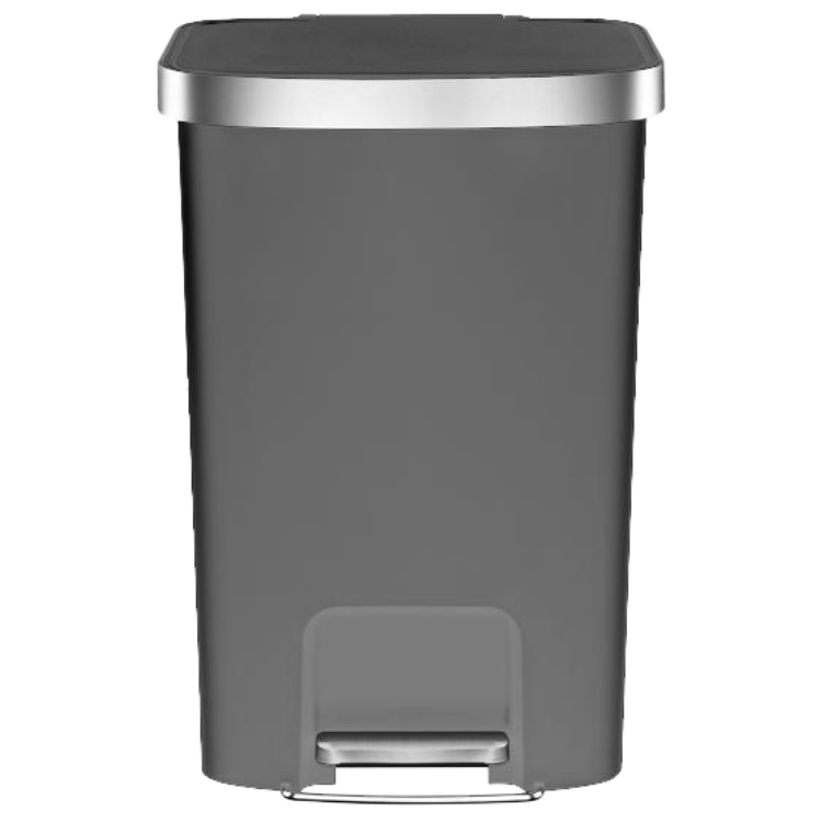 פח דוושה מלבני 50 ליטר למטבח בגוון אפור מט פח רגלית EKO EKO6255 50L NEW HANA אקו בצבע אפור