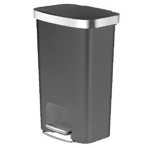 פח דוושה מלבני 50 ליטר למטבח בגוון אפור מט פח רגלית EKO EKO6255 50L NEW HANA אקו בצבע אפור