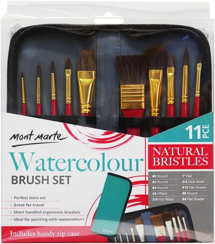סט 10 מכחולים שיער טבעי בנרתיק מהודר SIGNATURE WATERCOLOUR BRUSH SET