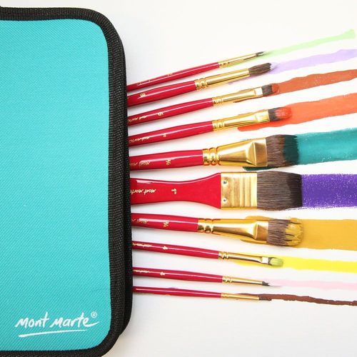 סט 10 מכחולים שיער טבעי בנרתיק מהודר SIGNATURE WATERCOLOUR BRUSH SET