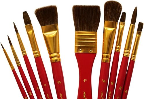 סט 10 מכחולים שיער טבעי בנרתיק מהודר SIGNATURE WATERCOLOUR BRUSH SET