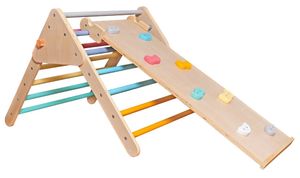 משולש פיקלר מתקן טיפוס מונטסורי מתקפל גדול 3 ב 1 מעץ לבית ולחצר