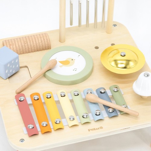 שולחן פעילות מוזיקאלי מעץ עם 6 כלי נגינה 