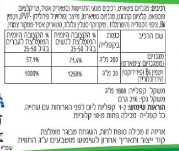 קפליות מגנזיום ציטראט | עם ויטמין B6 | מכיל 120 קפליות |
