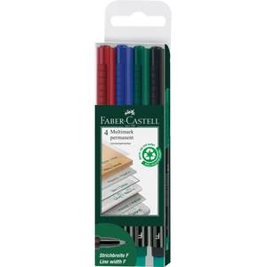 סט 4 טושים פרמננט צבעוני עם מחק fine FABER CASTELL