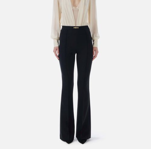 Lightweight double-layer crêpe bell-bottom trousers