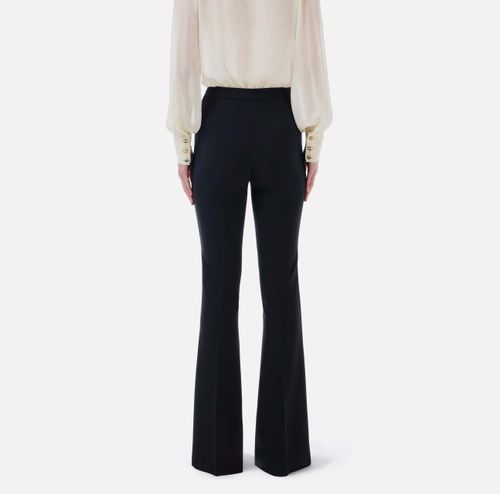 Lightweight double-layer crêpe bell-bottom trousers