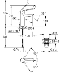 ברז לנכים GROHE סדרת יורוסמארט דגם 23983003
