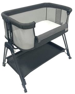 עריסה רשת נצמדת לתינוק Sleepy עם כילה מתקפלת, משטח איחסון ו 7 מצבי גובה - אפור