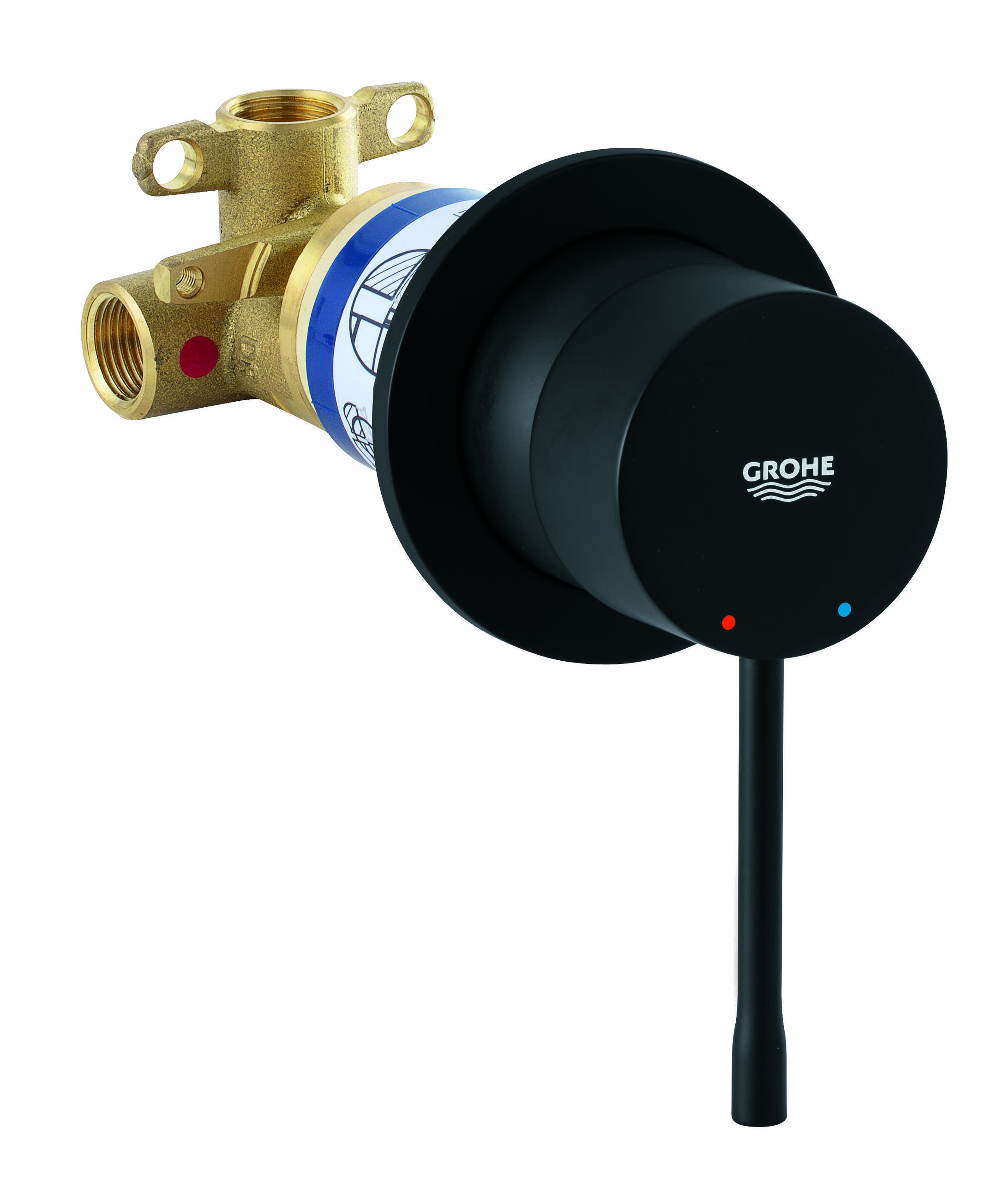 אינטרפוץ 3 דרך עגול 7.5 ס"מ Essence שחור פאנטום GROHE