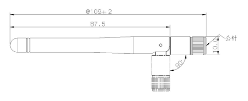 אנטנה 2.4G עם כבל SMA לתקע ל-PCB