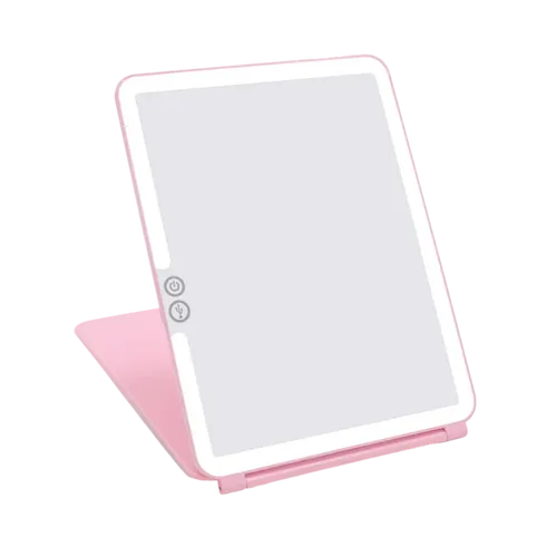 מראה עם תאורת לד דגם MRM350 מראה מוארת QUEEN מבית MIRACASE בצבע ורוד