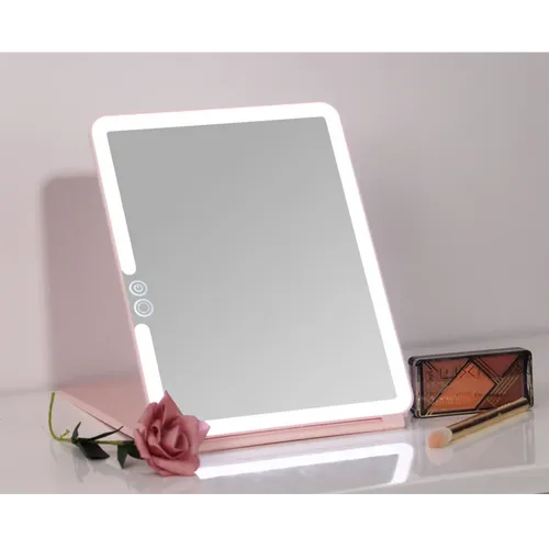 מראה עם תאורת לד דגם MRM350 מראה מוארת QUEEN מבית MIRACASE בצבע ורוד