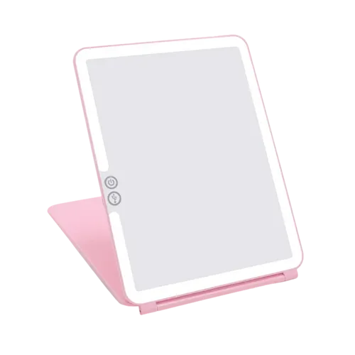 מראה עם תאורת לד דגם MRM350 מראה מוארת QUEEN מבית MIRACASE בצבע ורוד