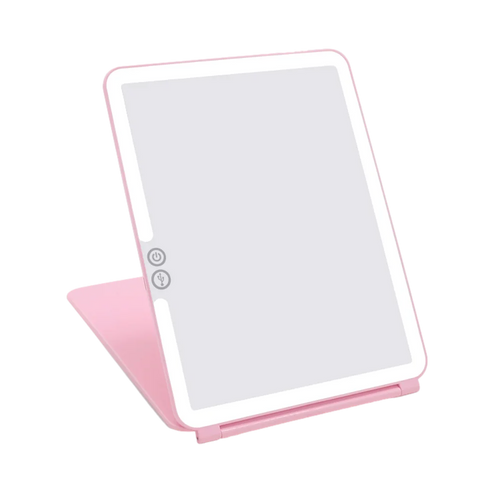 מראה עם תאורת לד דגם MRM350 מראה מוארת QUEEN מבית MIRACASE בצבע ורוד