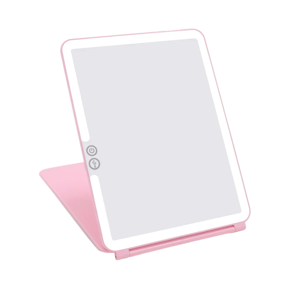 מראה עם תאורת לד דגם MRM350 מראה מוארת QUEEN מבית MIRACASE בצבע ורוד