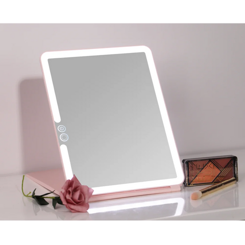 מראה עם תאורת לד דגם MRM350 מראה מוארת QUEEN מבית MIRACASE בצבע ורוד