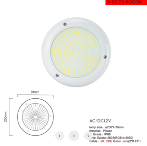 תאורה לבריכה 12V IP68 6000K 24W תת מימי לד ACTEC