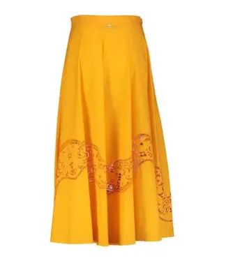 Long skirt in broderie anglaise poplin