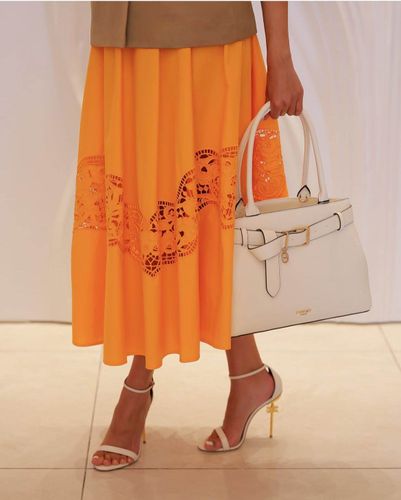 Long skirt in broderie anglaise poplin