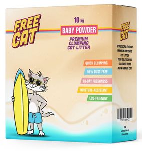 FREE CAT חול מתגבש לחתול בניחוח בייבי פאודר 10 ק"ג