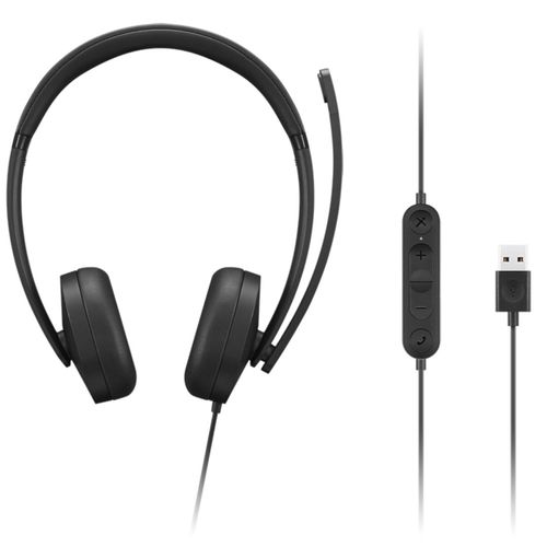 אוזניות קשת חוטיות Lenovo USB-A Wired Stereo Headset Gen 2 4XD1P83425 