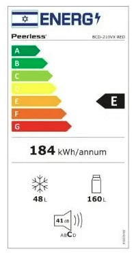 מקרר מקפיא עליון רטרו 210 פירלס BCD-210VX RED אדום Peerless