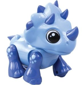 רובוט דינוזאור חמוד משמיע קולות עם עיניים מאירות והולך קדימה ואחורה (ירוק או כחול)