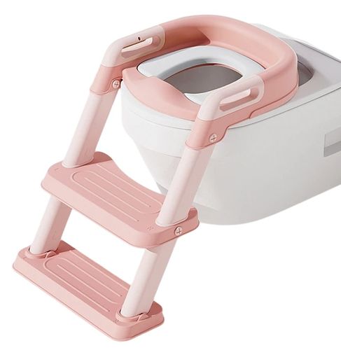 ישבנון מרופד לפעוט עם 2 מדרגות וידיות אחיזה - ורוד