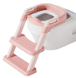 ישבנון מרופד לפעוט עם 2 מדרגות וידיות אחיזה - ורוד