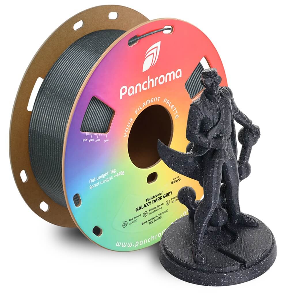 פילמנט גלקסי אפור כהה נוצץ 1 ק"ג 1.75 מ"מ - Panchroma Galaxy PLA Dark Grey (PolyLite™ Galaxy)