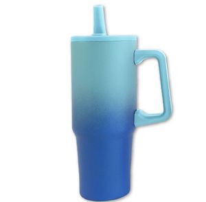 כוס תרמית שומרת קור חום עם קש 900 מ"ל - כחול