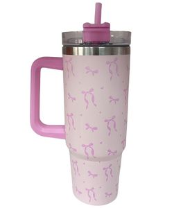 כוס תרמית שומרת חום קור עם קש 900 מ"ל - פפיונים